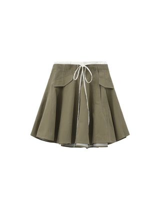 CUBIC Lace-Trimmed Drawstring Midi Skirt