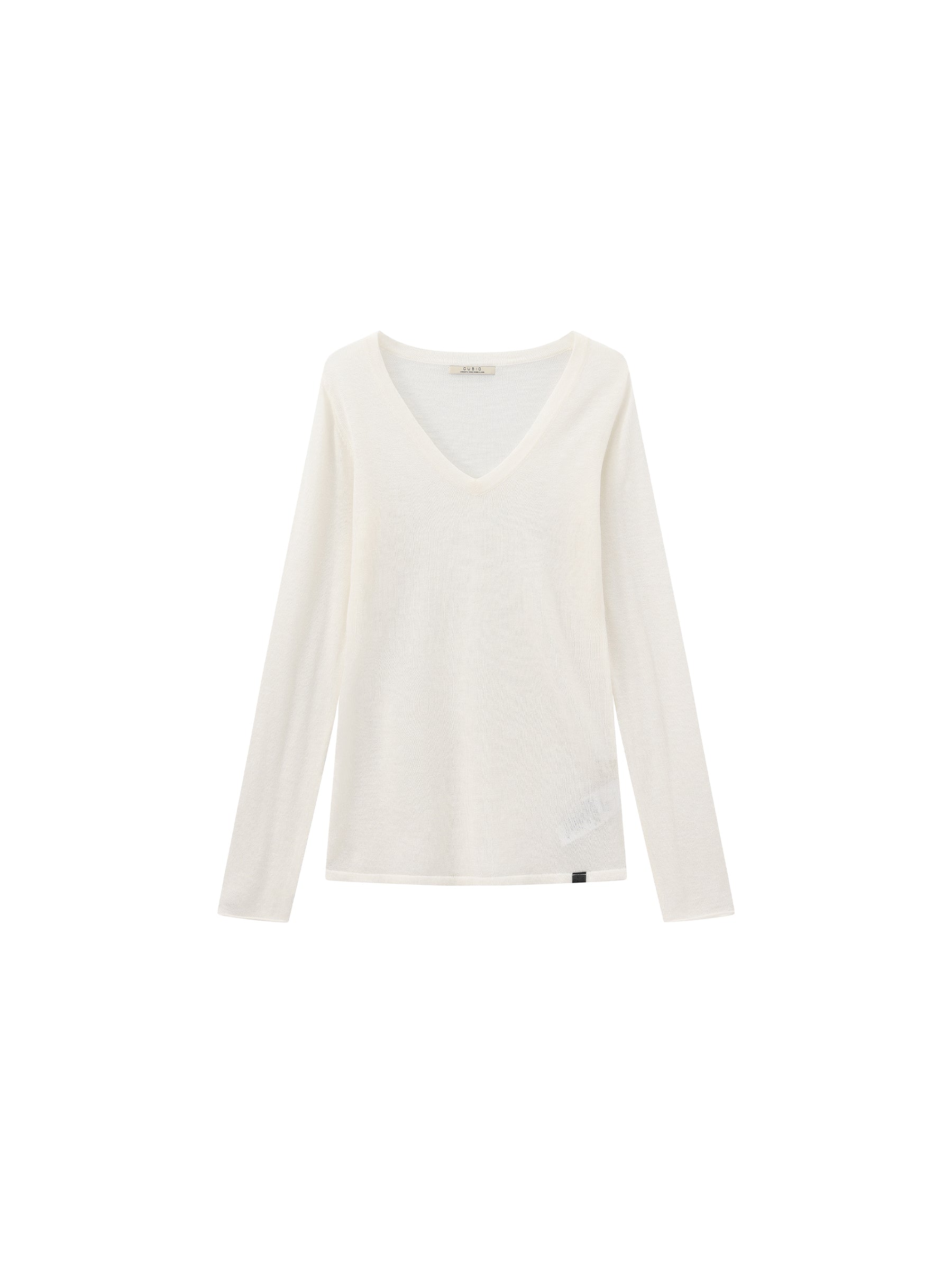CUBIC Tencel Linen Blend V-Neck Knit Sweater-15