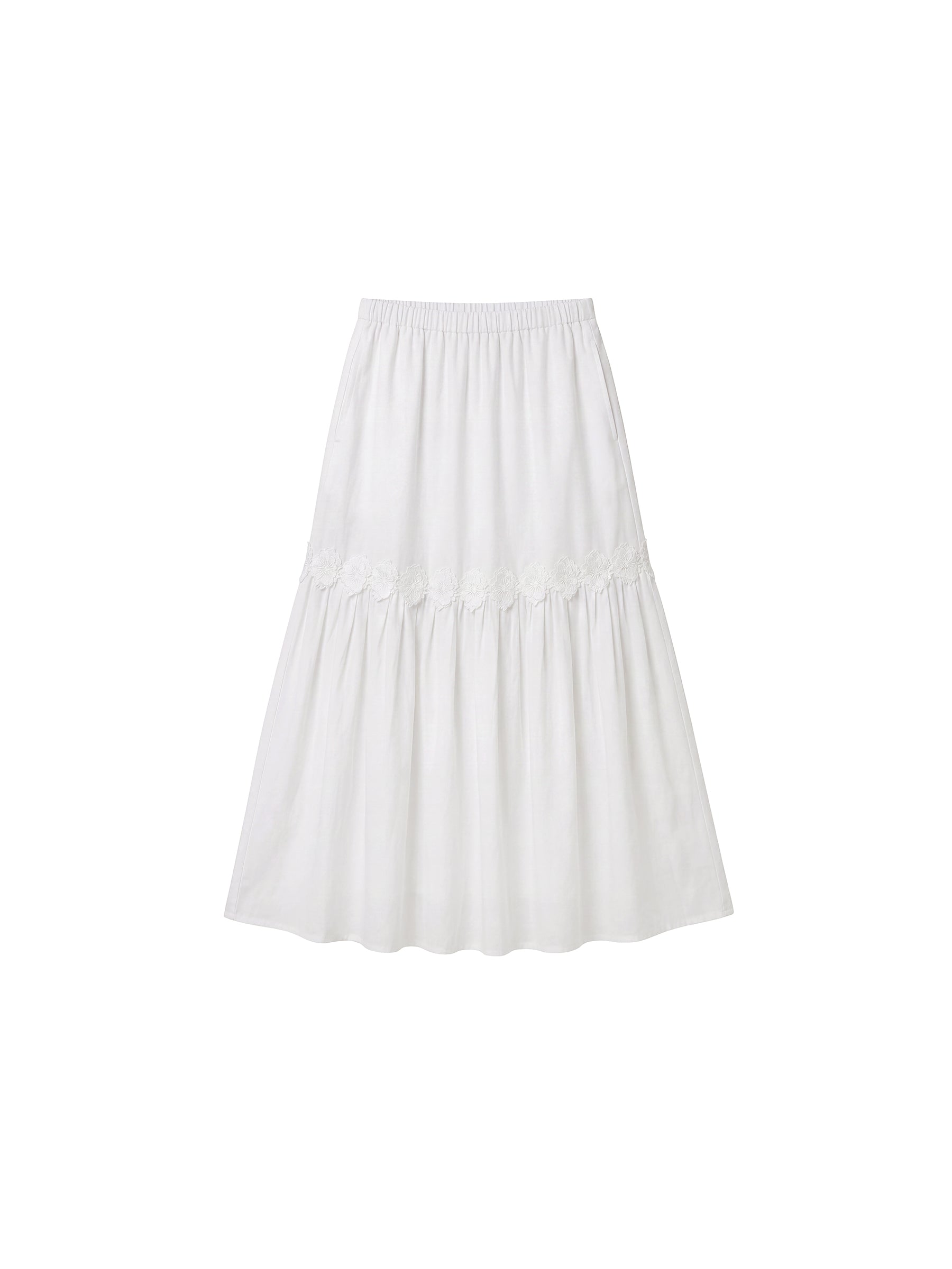 CUBIC Floral Appliqué Tiered Maxi Skirt-15