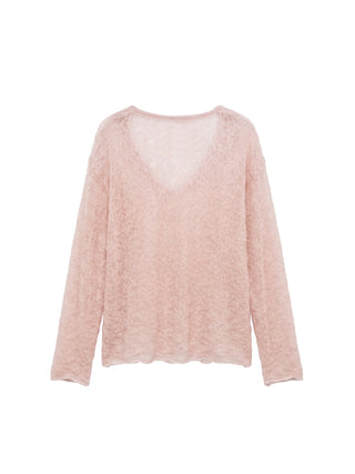 CUBIC Mohair Wool V-Neck Knit Top
