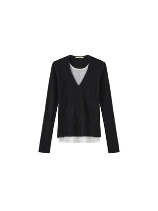 Casual Faux-Layer Knit Top