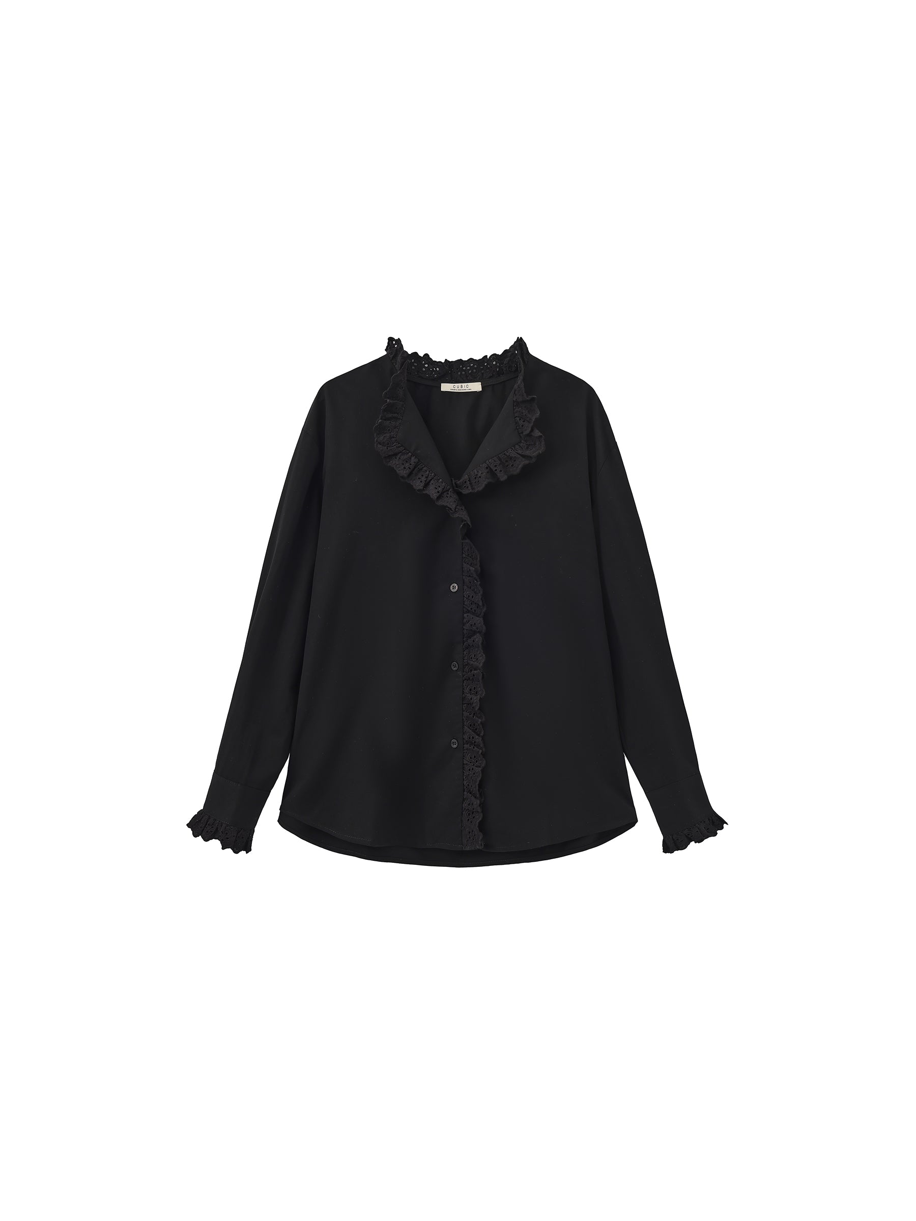 CUBIC Lace-Trimmed Linen Long-Sleeve Shirt-15