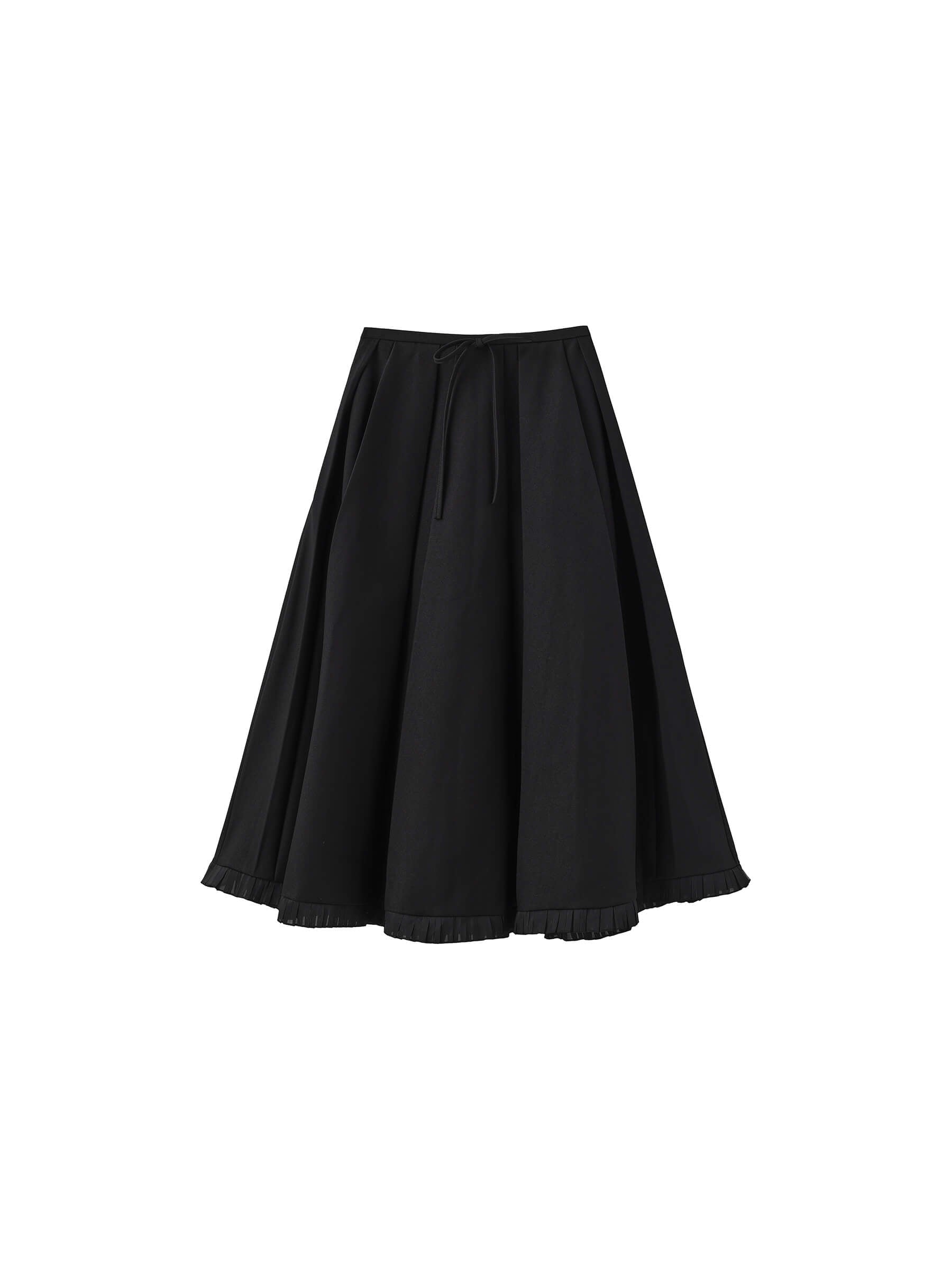 A-line Pleated Skirt with Ruffles Hem-15