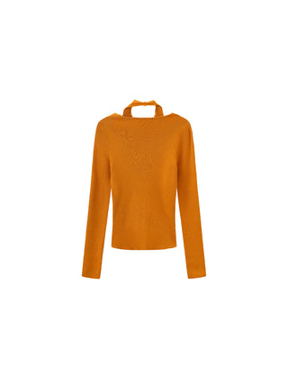 Layered Look Halter Neck Slim-Fit Knit Cardigan