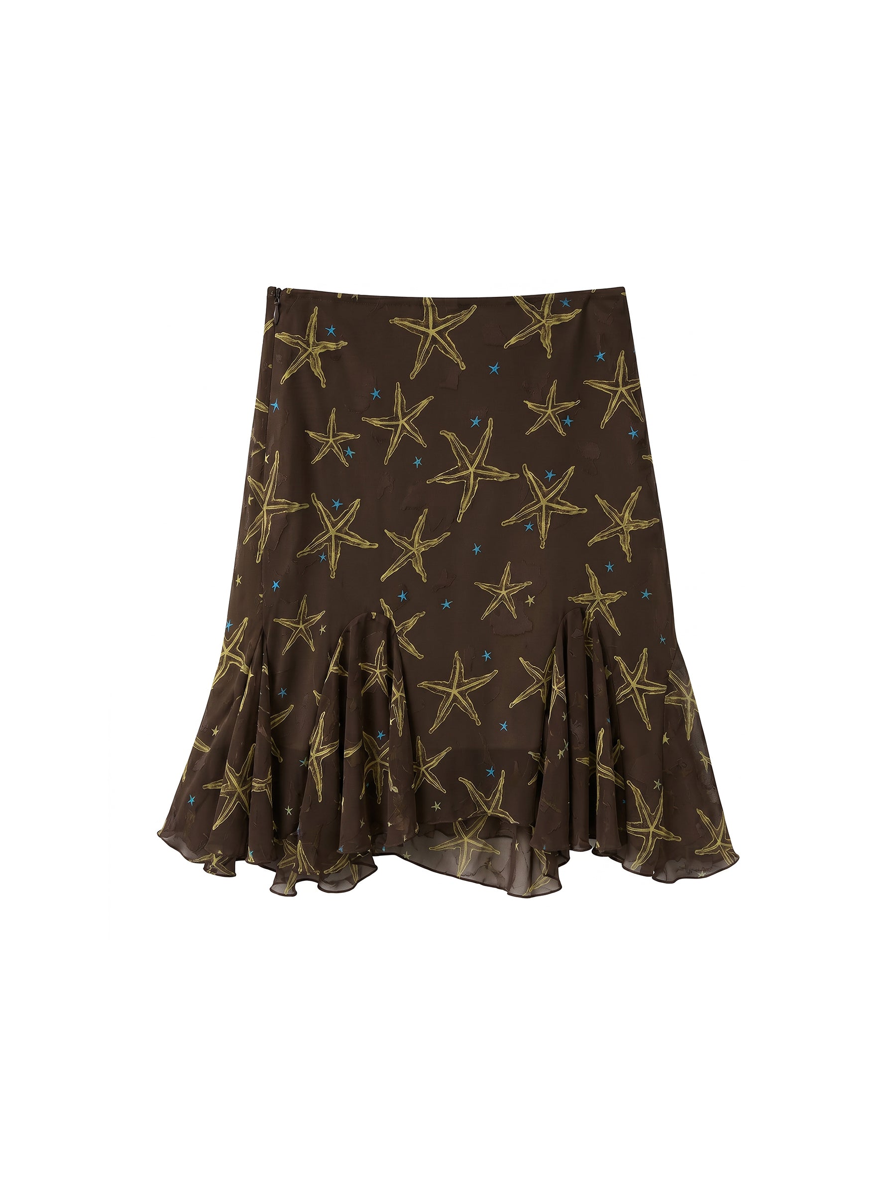 CUBIC Starfish Print Flare Midi Skirt-15