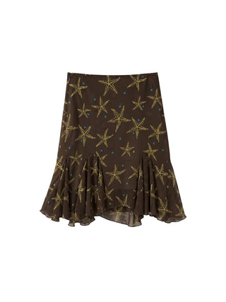 CUBIC Starfish Print Flare Midi Skirt