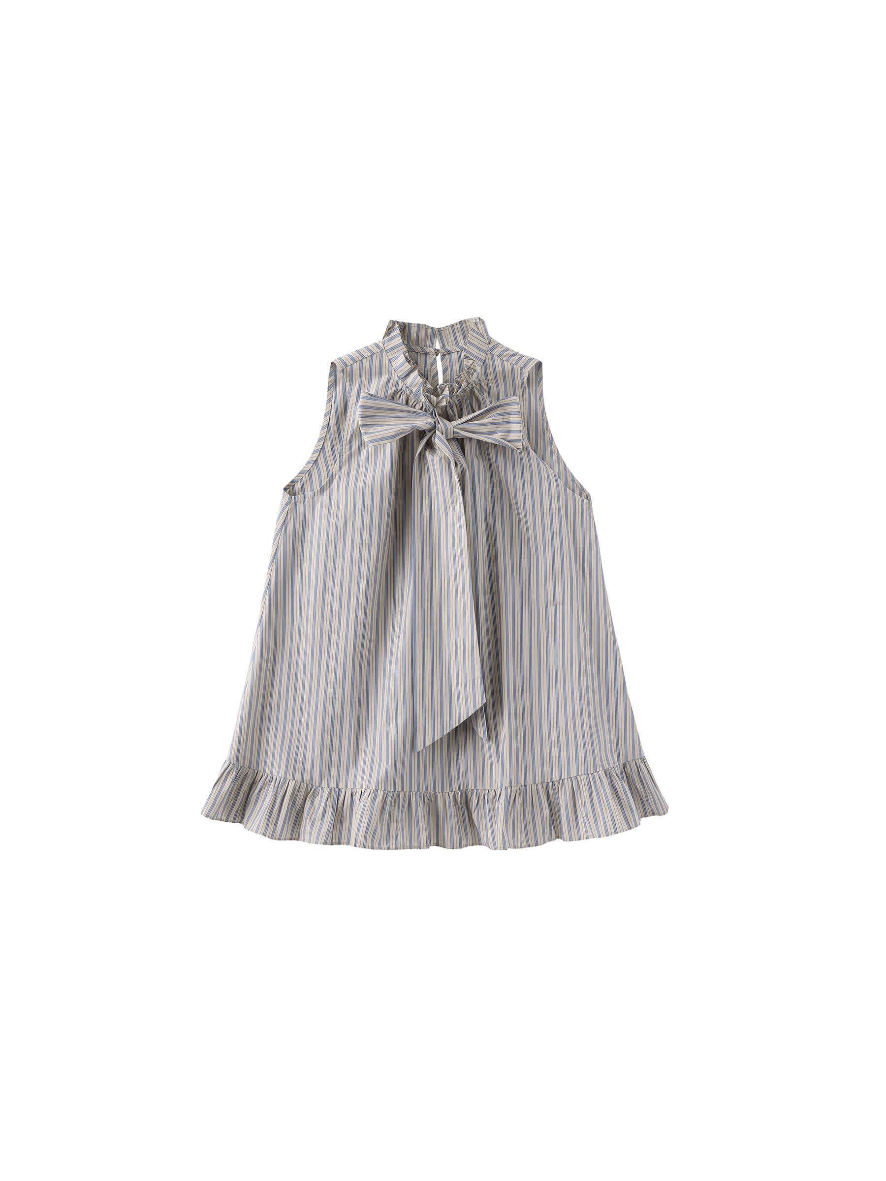 Ruffle Stand Collar Tie A-line Tank Top-17