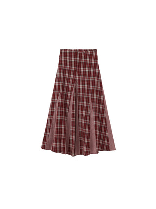 100% Cotton Patchwork Check A-Line Maxi Skirt