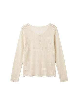 CUBIC Button Detail Open-Knit Top