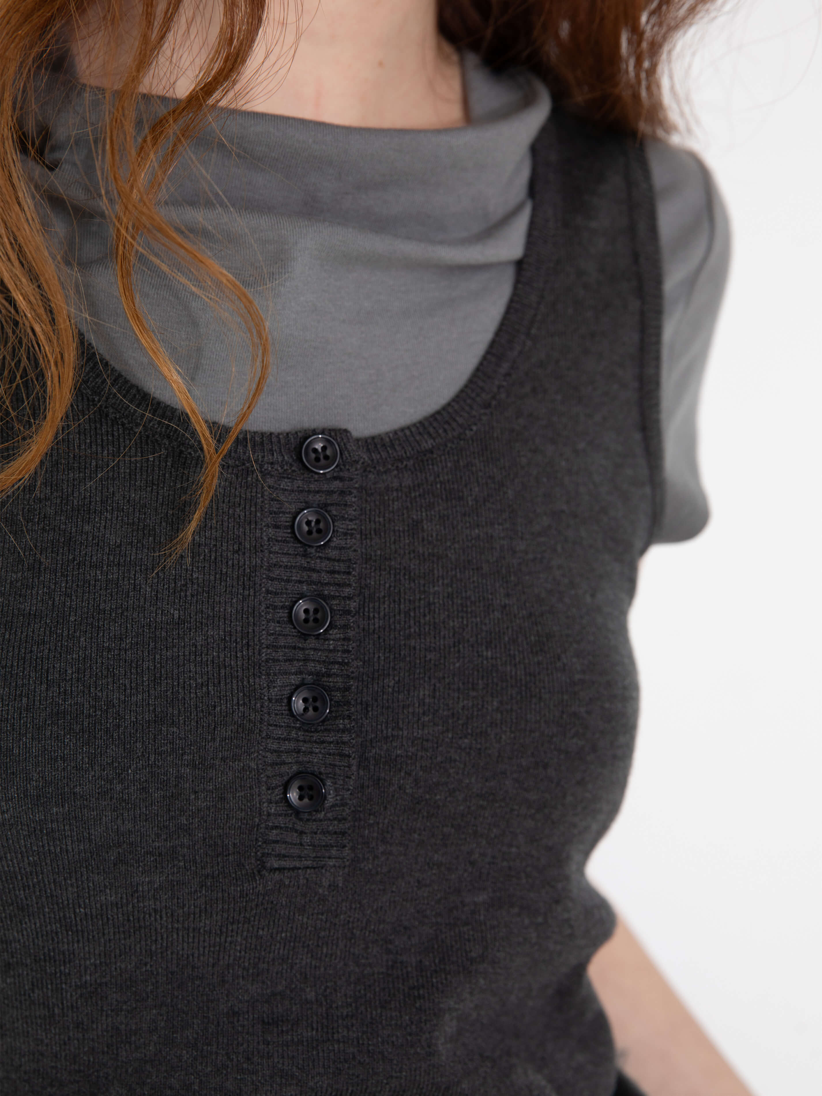 Slim-Fit Knit Henley Vest with Neck Tie-17