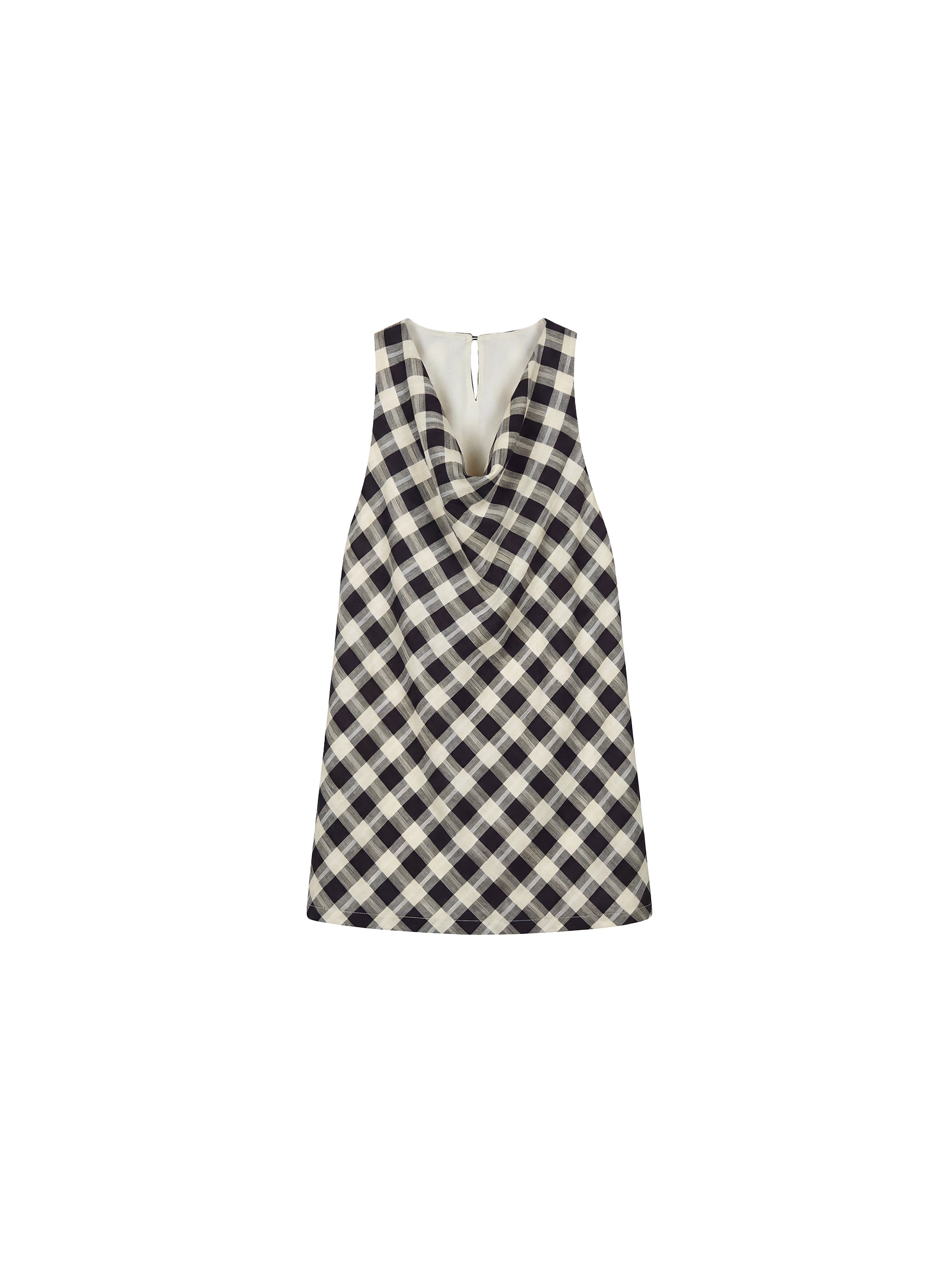 CUBIC Linen Blend Halter Check Top-15