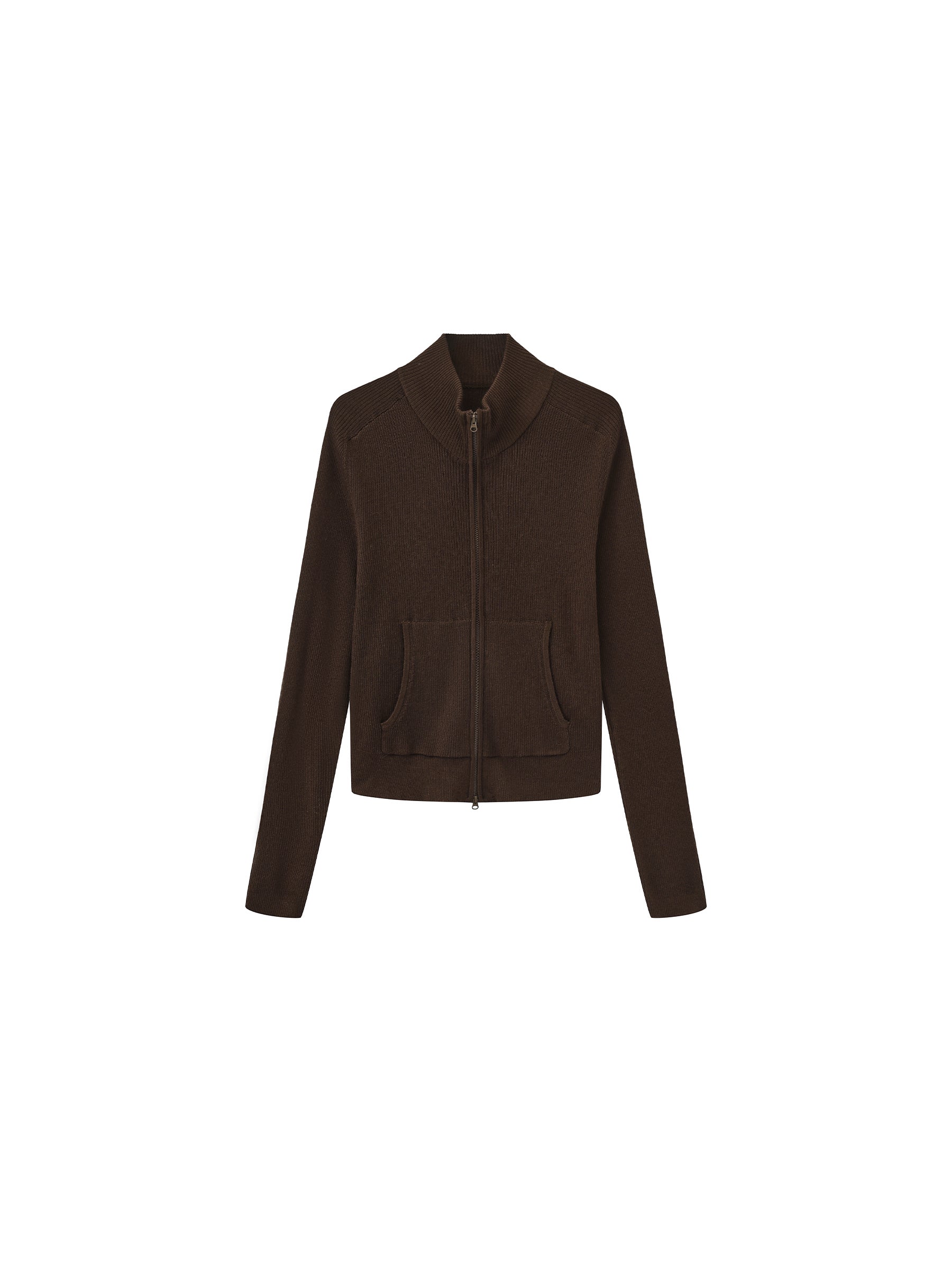Two-Way Zip Layered Knit Jacket-15