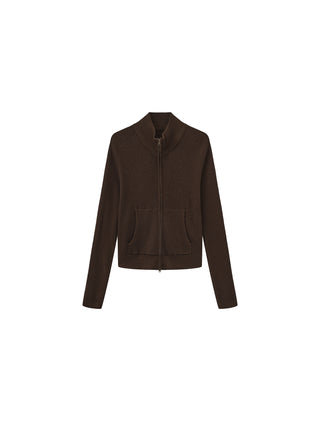 Two-Way Zip Layered Knit Jacket