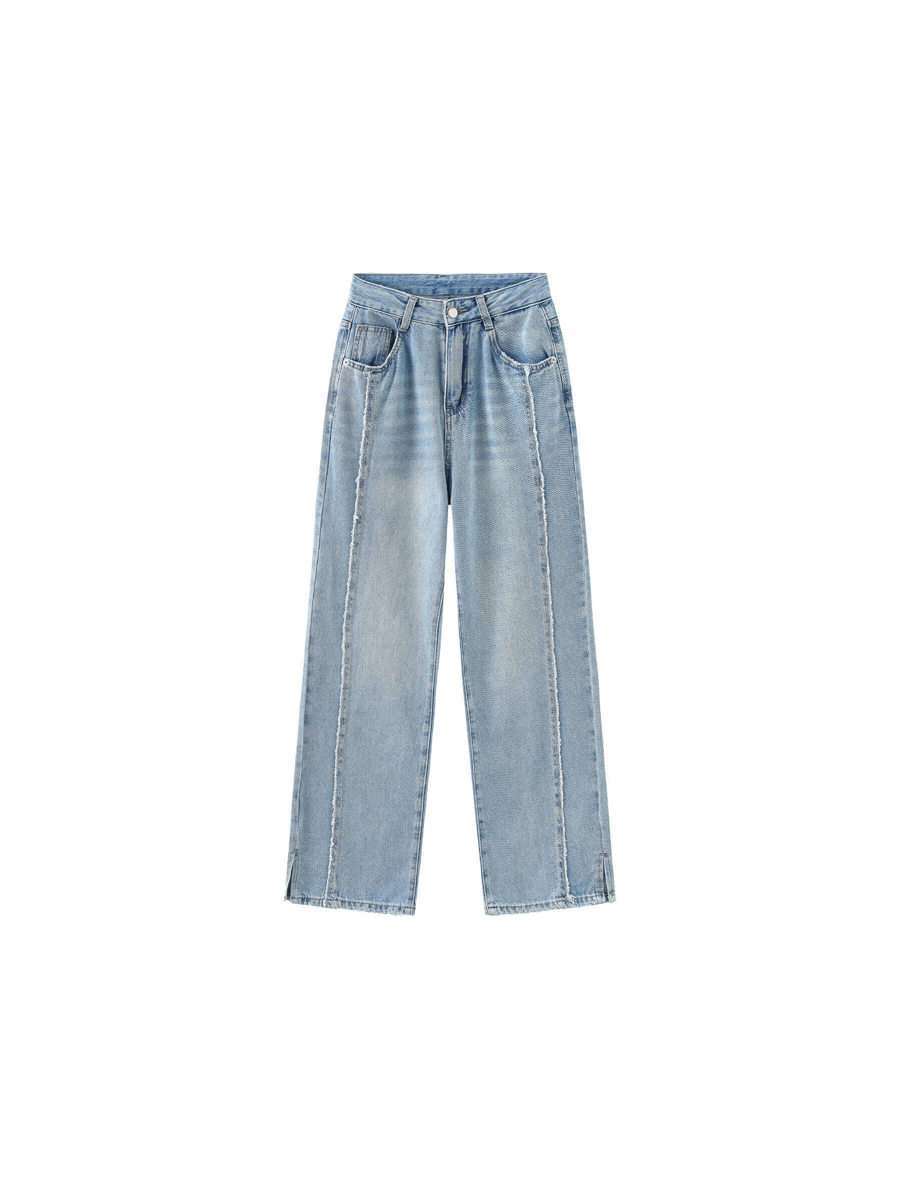 Fray Panelled Wide Leg Jeans-17