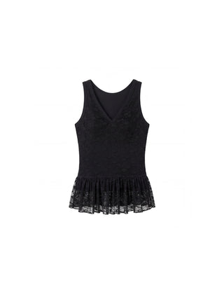 CUBIC Lace V-Neck Peplum Tank Top