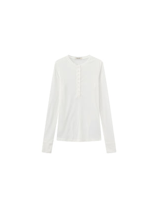 C by CUBIC Henley Neck Slim-Fit Long-Sleeve Top