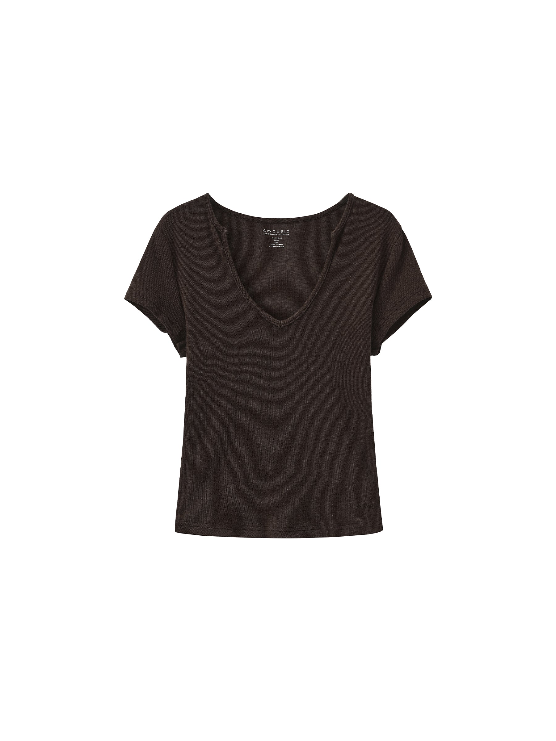 C by CUBIC Cropped Slim-Fit Sweetheart Neck T-Shirt-13