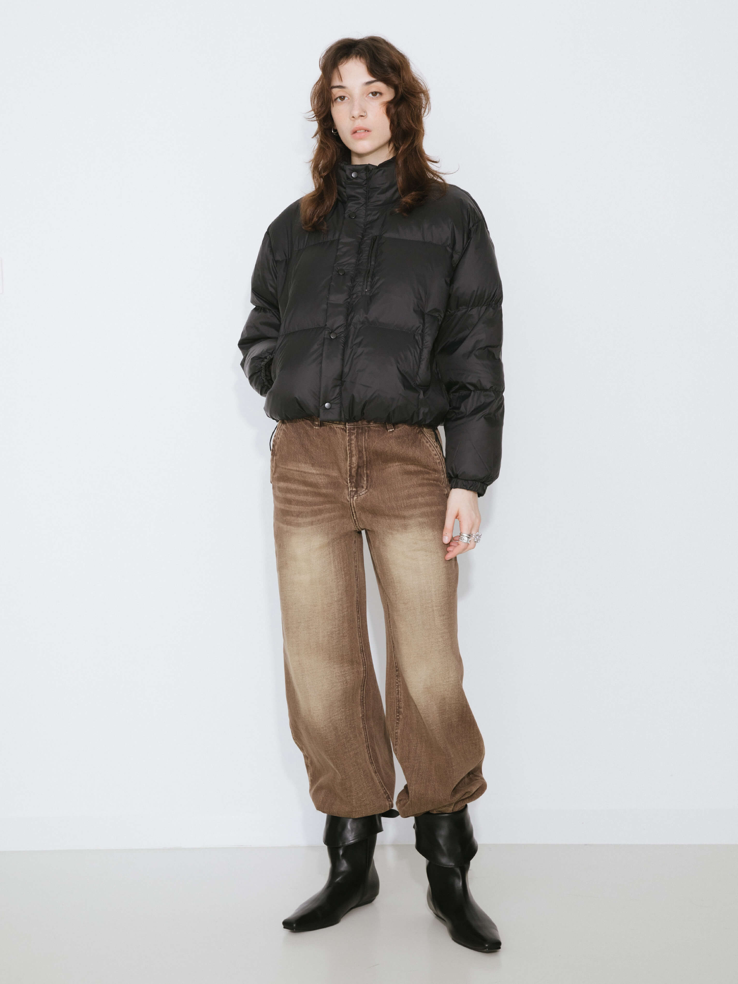 Cropped High Neck Down Coat-17