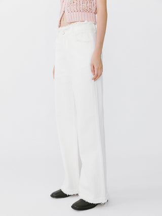 Raw Edge Wide Leg Jeans