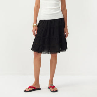 CUBIC Lace Tiered Satin Mini Skirt