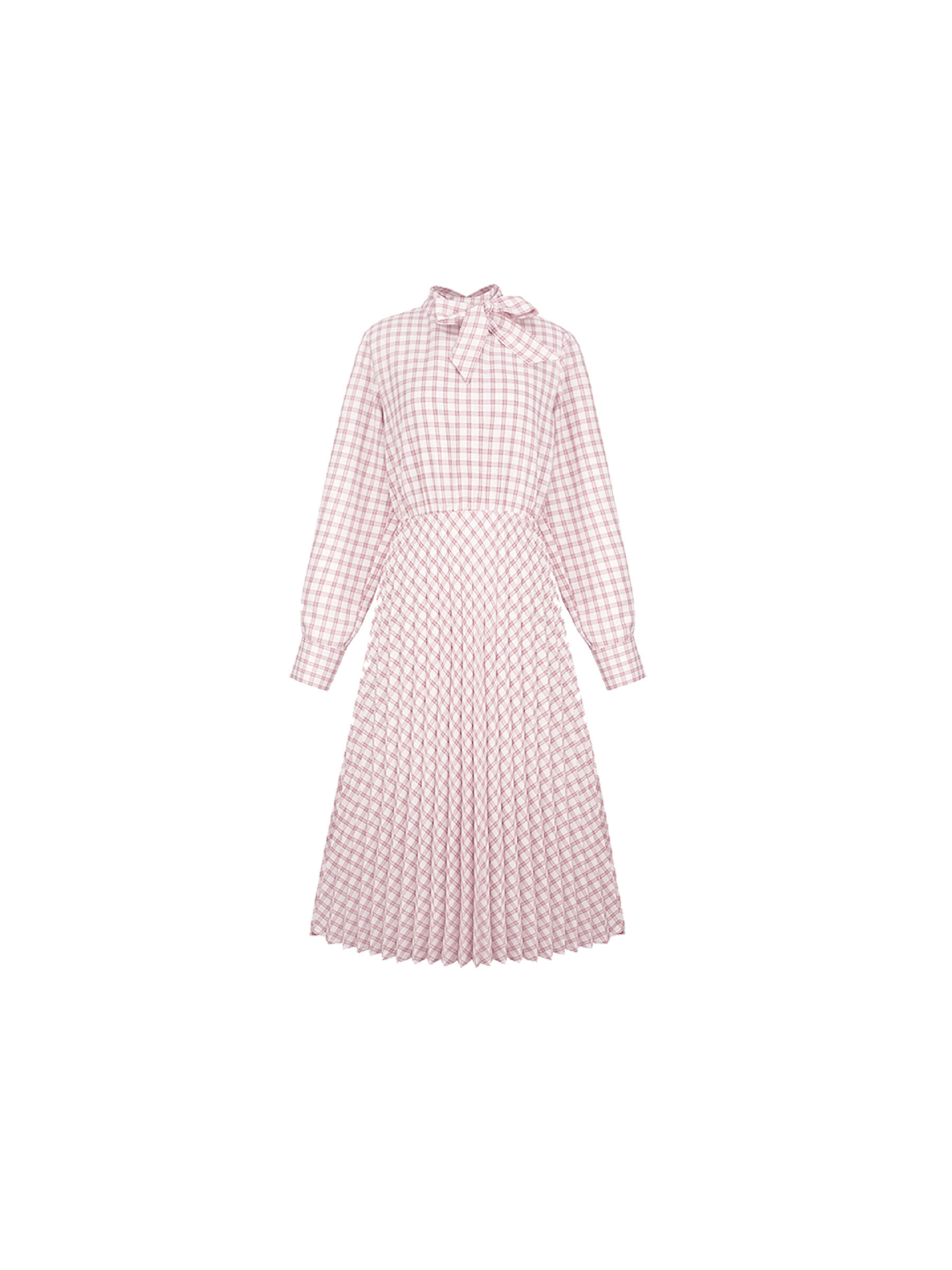 Tartan Neck Tie A-line Dress-17