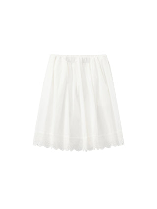 Embroidered A-Line Cotton Midi Skirt