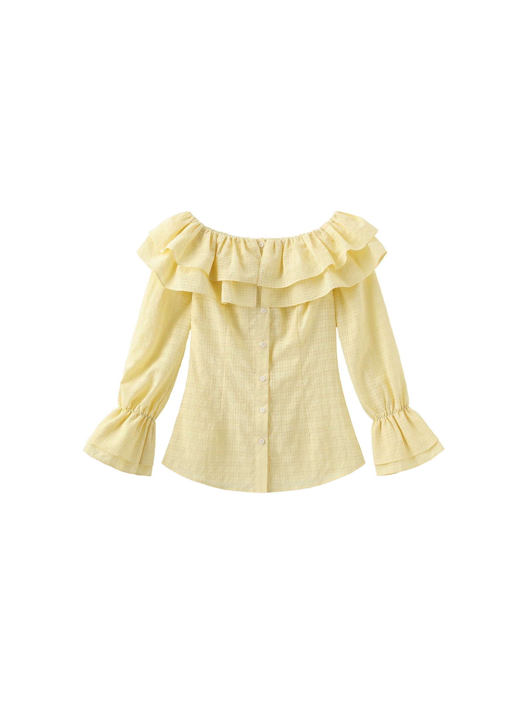 Frills Volume Off Neckline Shirt-18