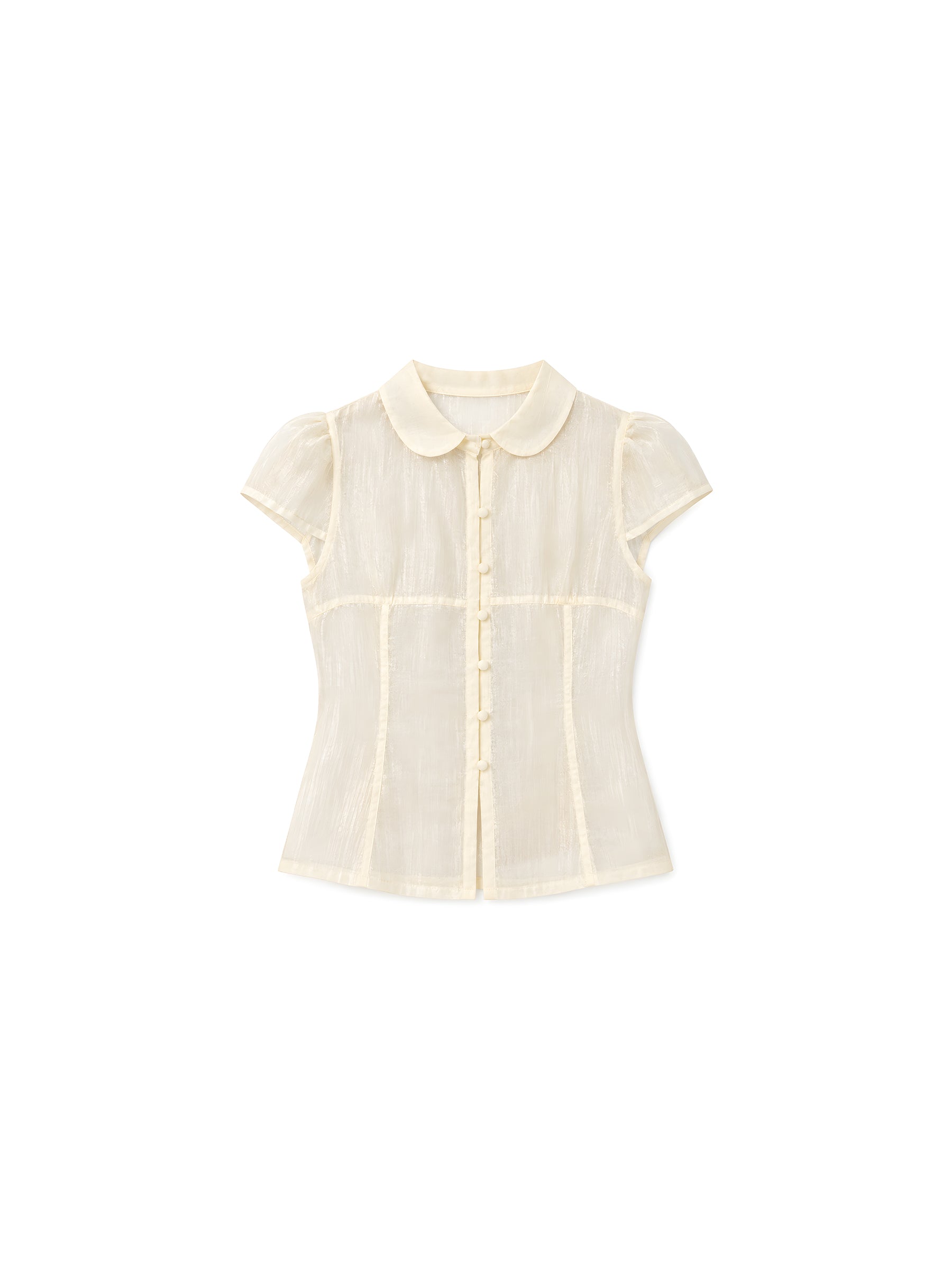 CUBIC Lyocell Semi-Sheer Fitted Blouse-15
