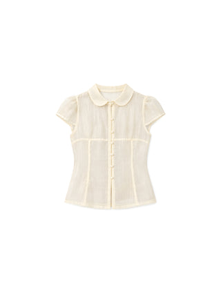 CUBIC Lyocell Semi-Sheer Fitted Blouse