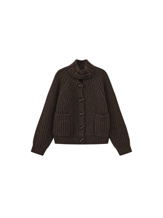 100% Wool Convertible Collar Short Cardigan Coat