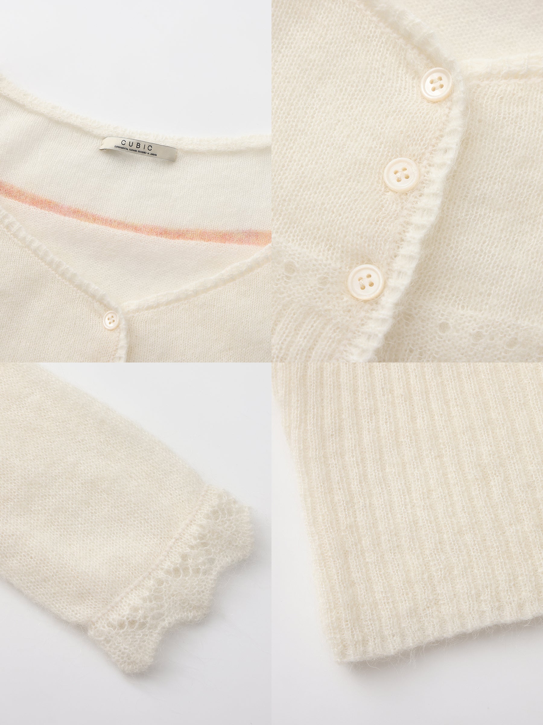 CUBIC Contrast Wool Blend Lace Cardigan-15