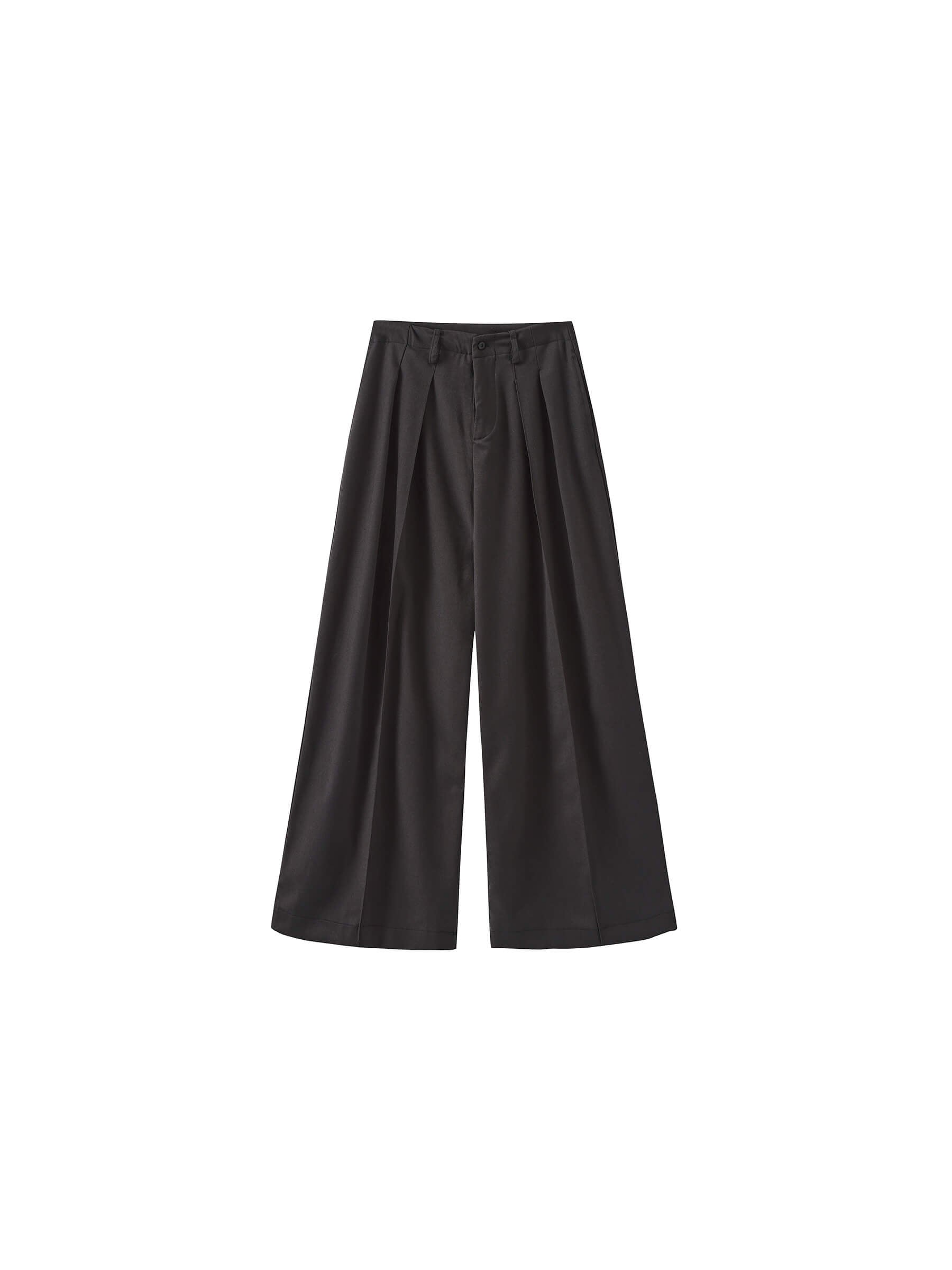 ONE BY CUBIC Pleated Wide Leg Wool Blend Trousers-17