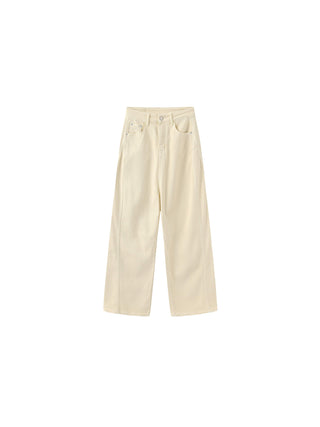 High-Waisted Wide-Leg Straight Jeans
