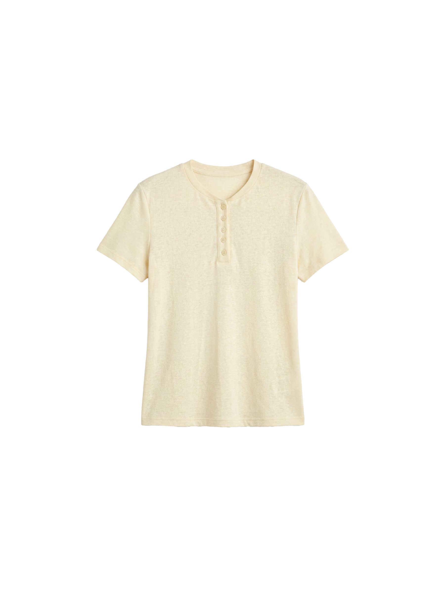 CUBIC Lyocell-Linen Blend Henley Neck Top-15