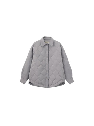 Button-Front Shirt Collar Loose-Fit Down Jacket