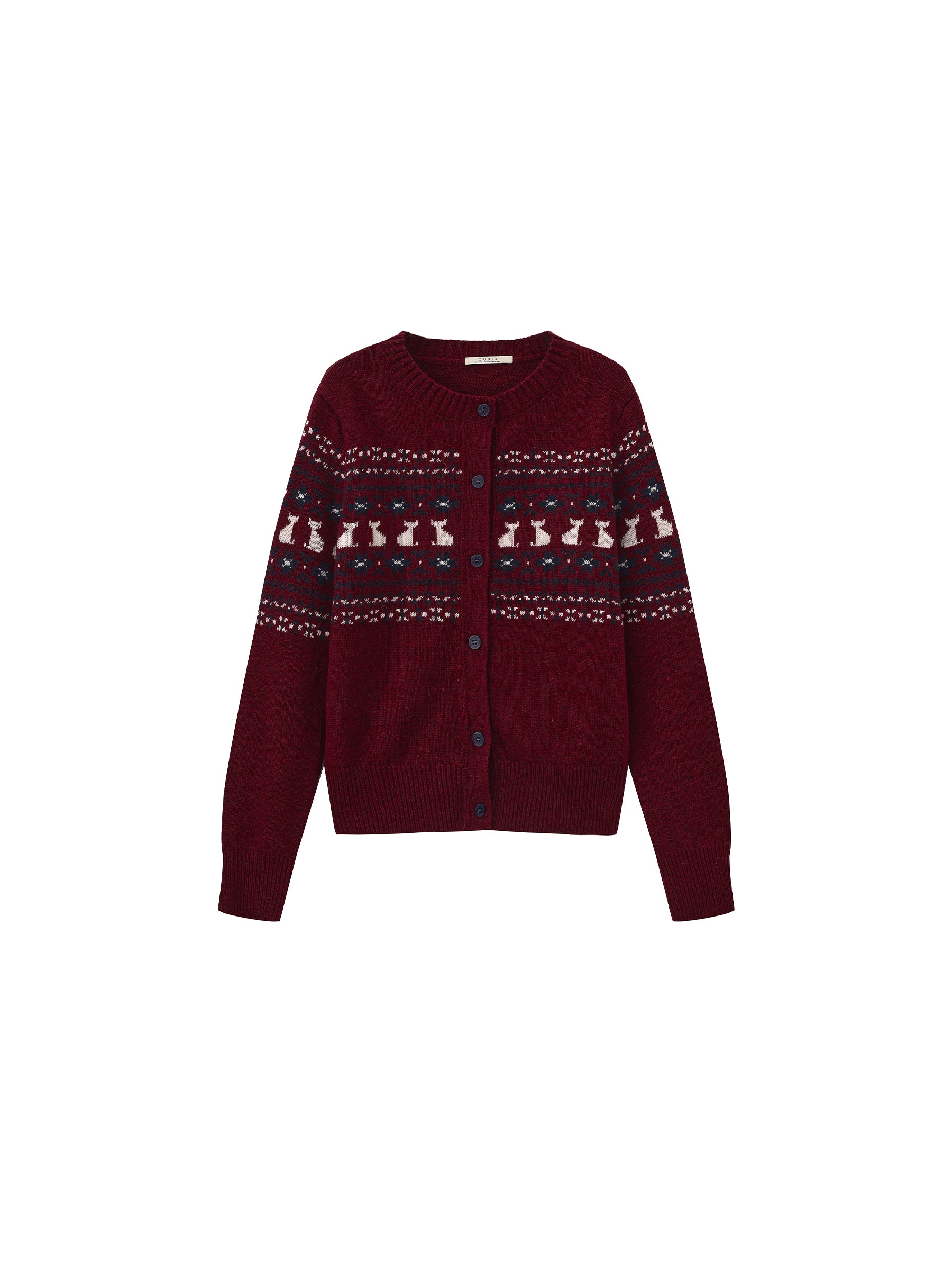 CUBIC Cat Print Fair Isle Wool-Blend Cardigan-7