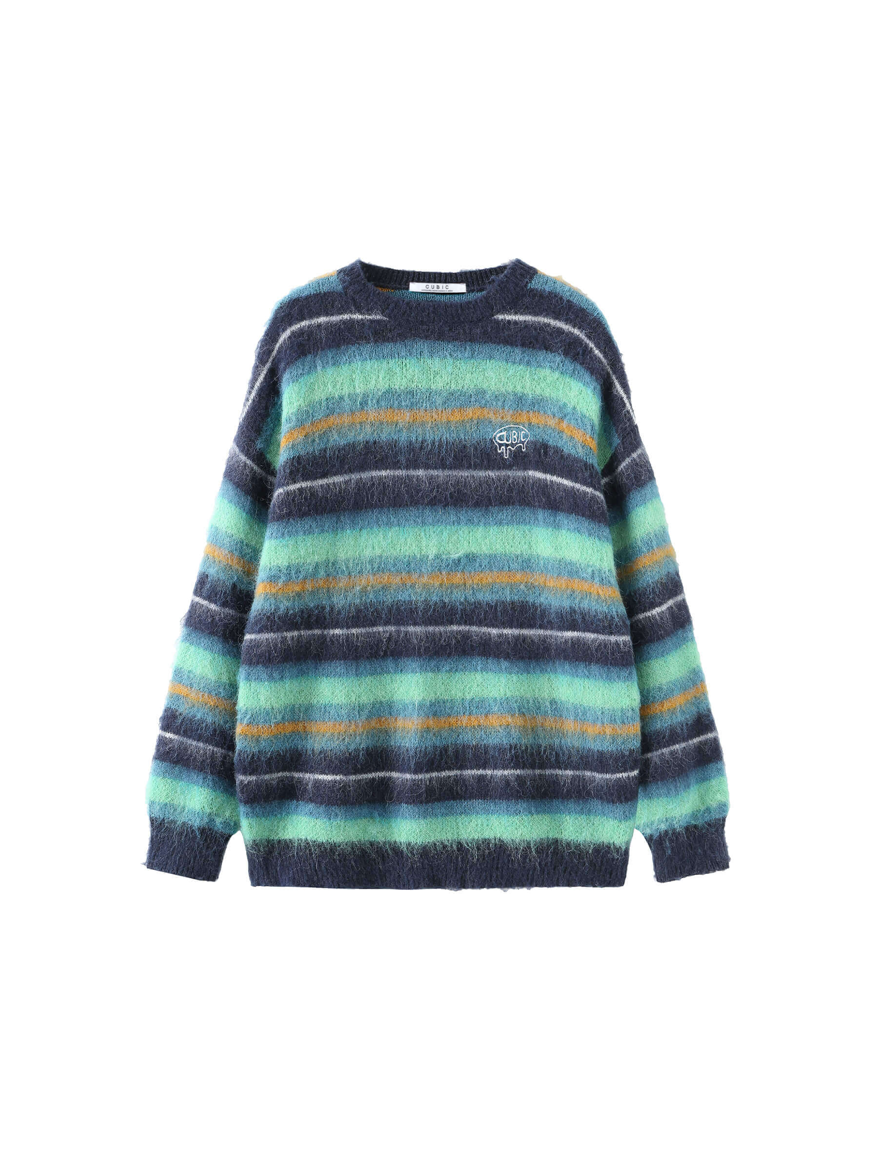 Fluffy Striped Oversized Knit Sweater-17