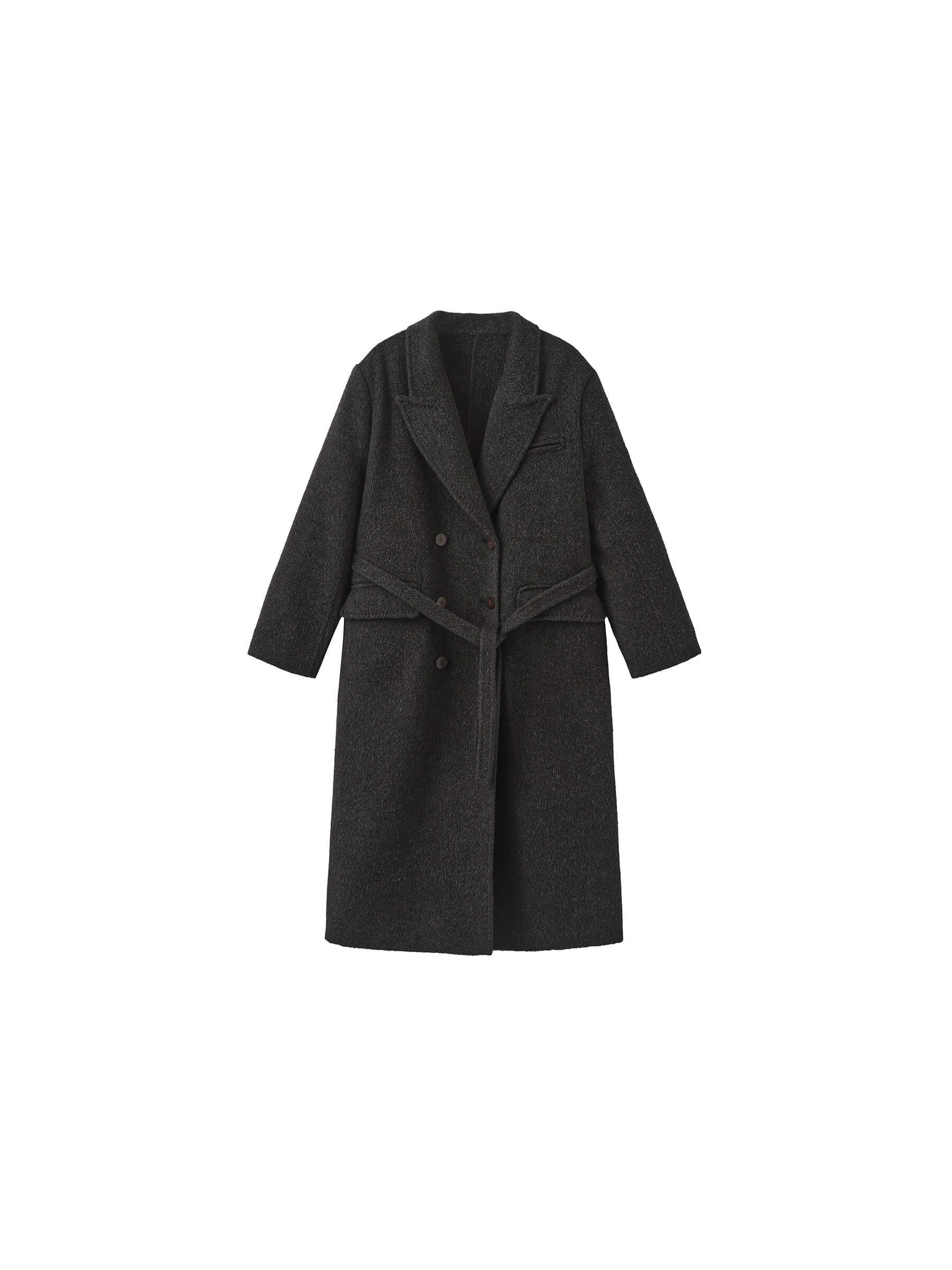 ONE BY CUBIC Straight Wool Blend Long Coat-17