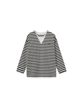 Contrast Stripe Oversized Long-Sleeve Top