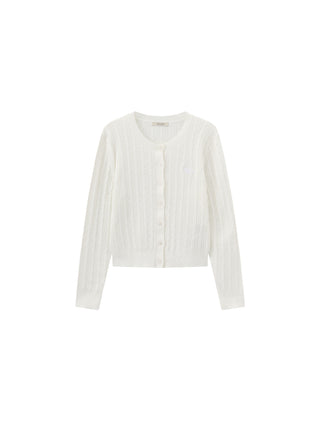 Cable-Knit Cropped Cardigan