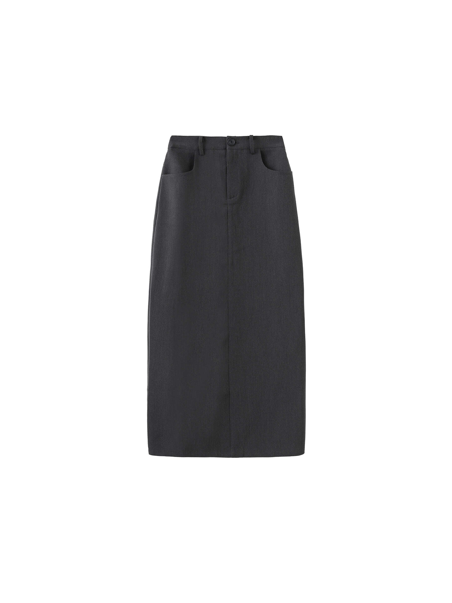 High Waist Long skirt with Back Slit-17