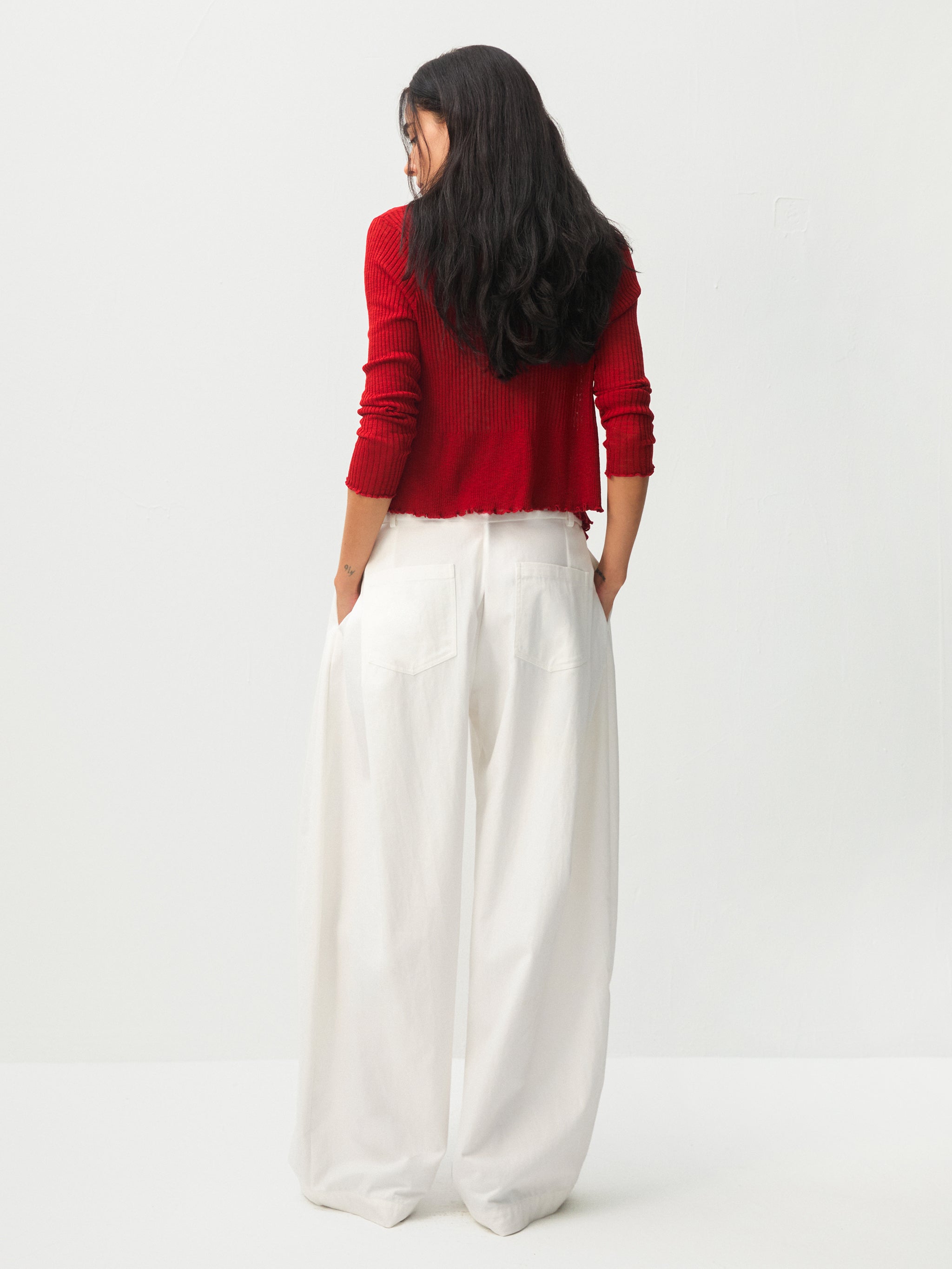 Wide-Leg Tapered Tailored Trousers-15