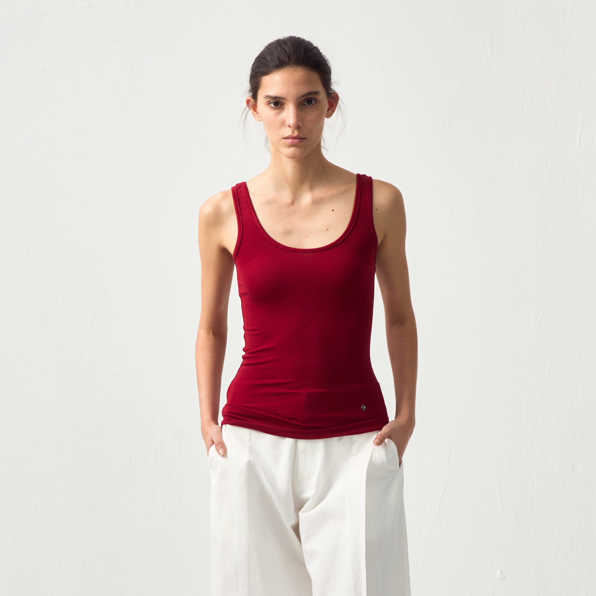 CUBIC Lyocell Wool Blend U-Neck Fitted Tank-15