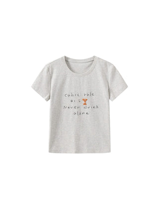 Cropped Letter Embroidered T-shirt