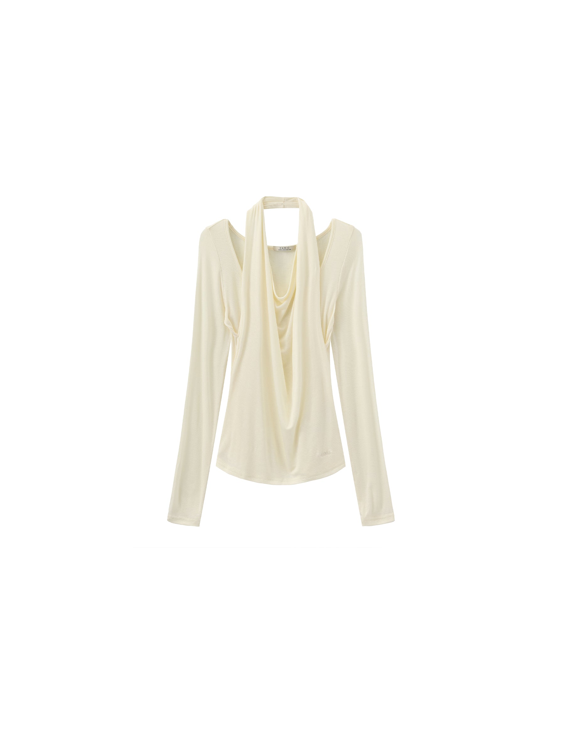 Halter V-Neck Long-Sleeve T-Shirt-16