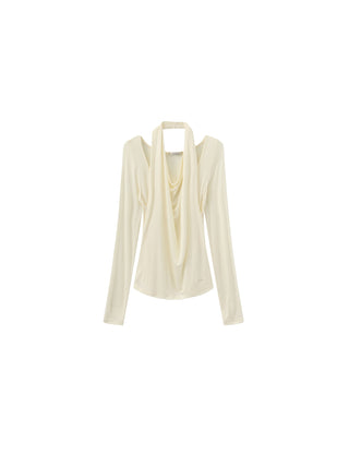 Halter V-Neck Long-Sleeve T-Shirt