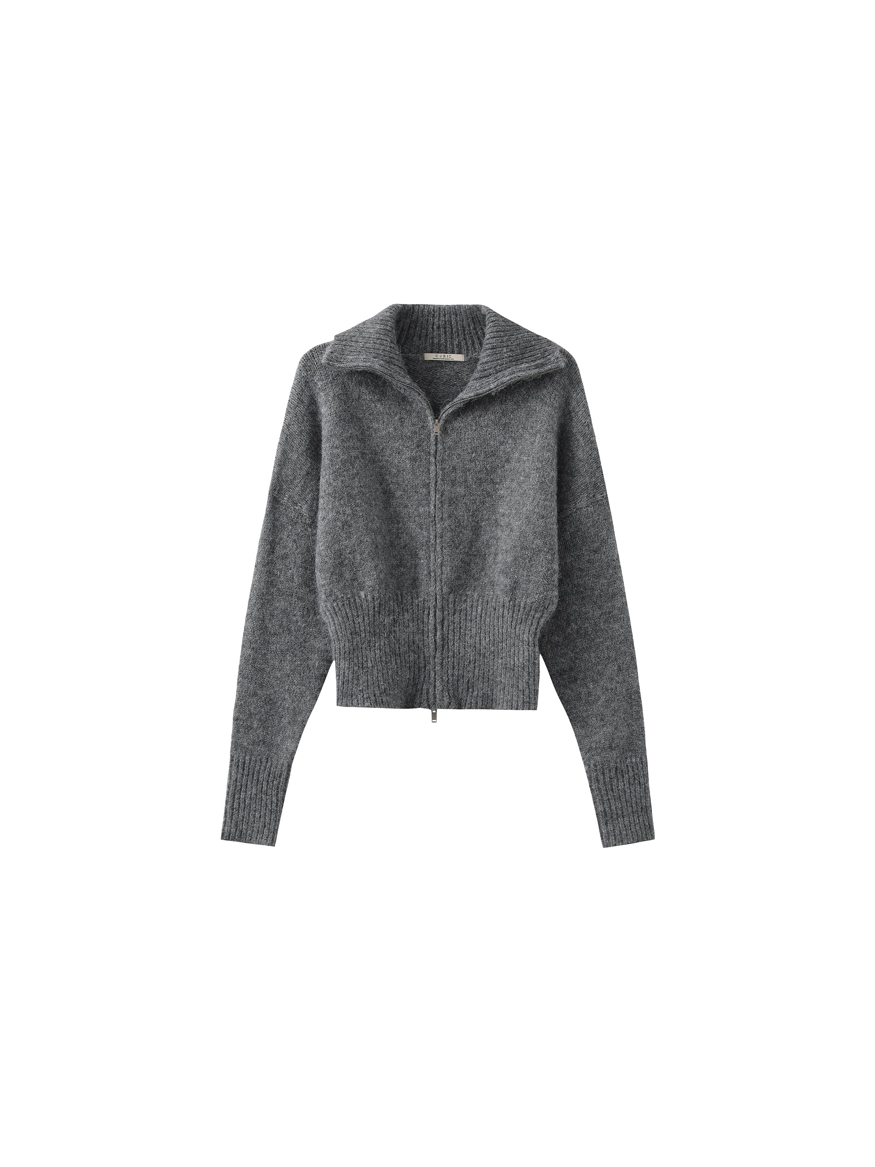 Retro Stand Collar Zip-Up Cardigan-15