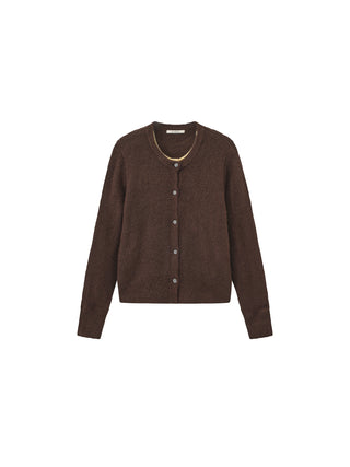 Crewneck Knit Button-Up Cardigan