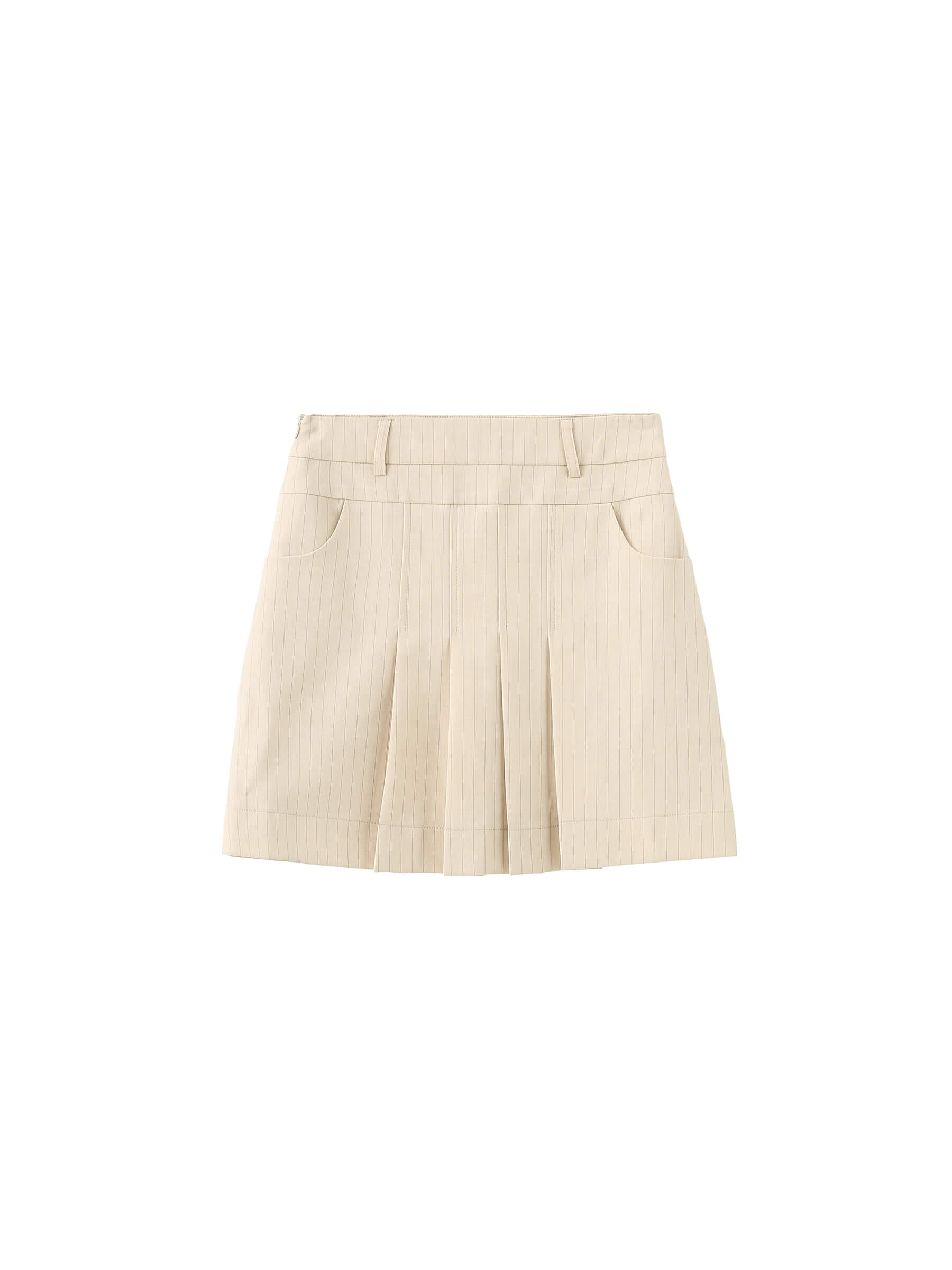 Pinstripe Pleated Mini Skirt-17