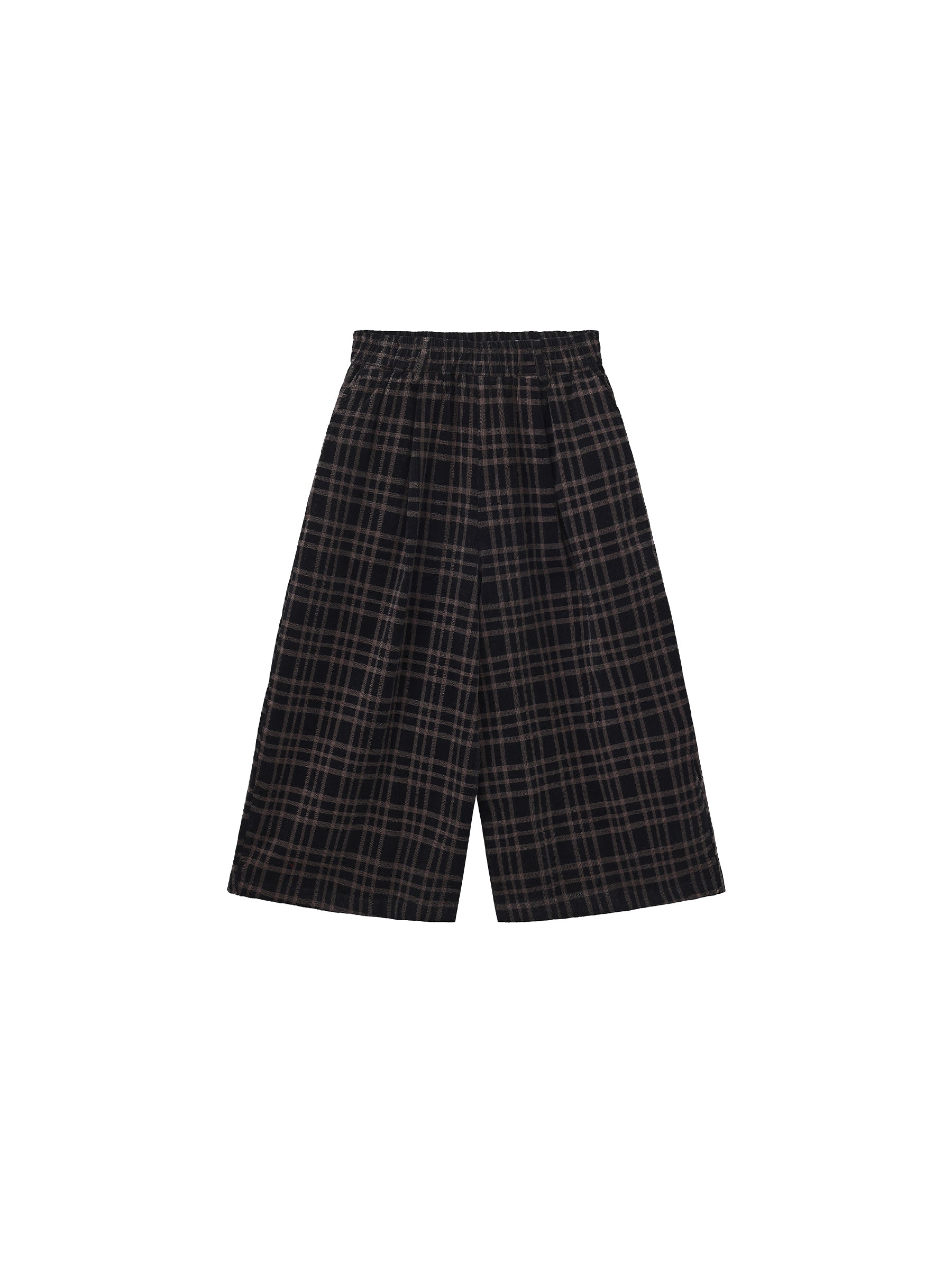 Vintage Plaid Curved Cropped Trousers-15